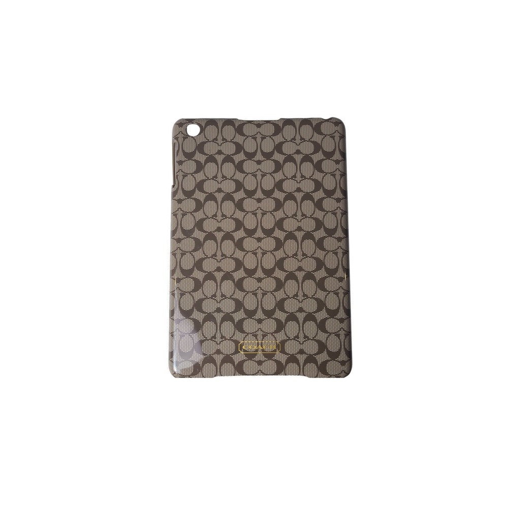 Coach iPad Mini Case Khaki Brown Signature Monogram Hardshell Luxury Designer